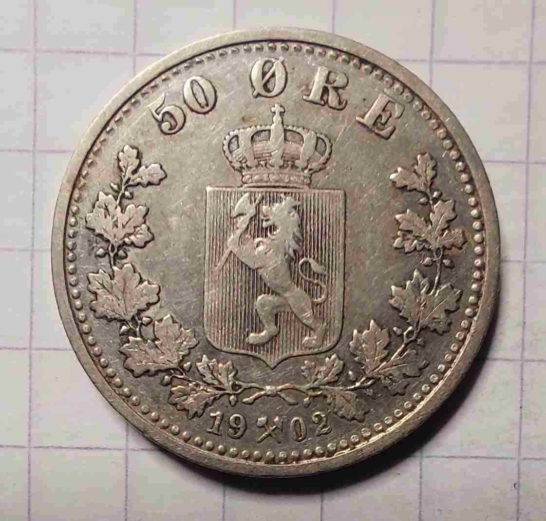 50 øre 1902 sølv. Kv. 1/1+