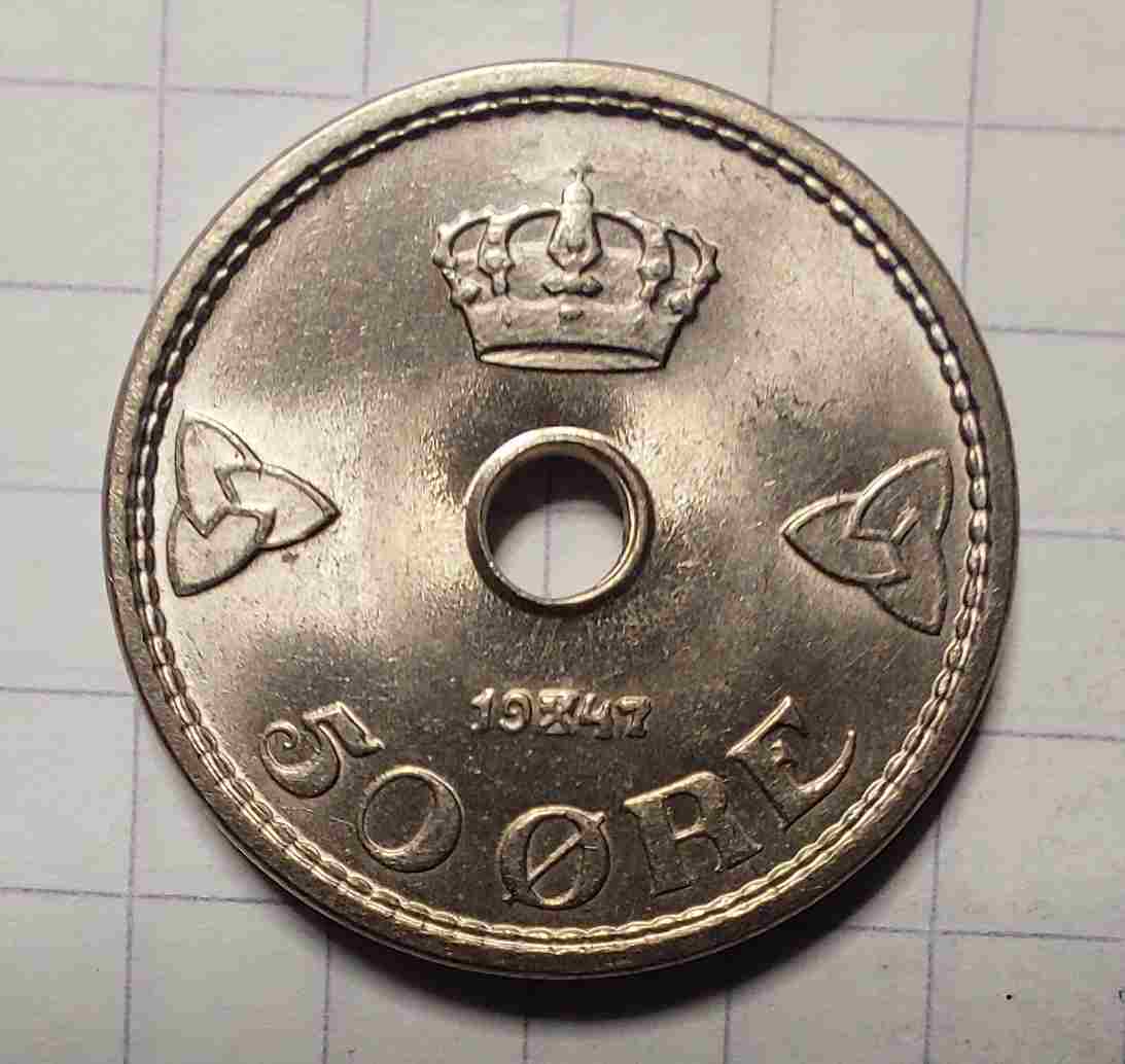 50 øre 1947. Kv. 0