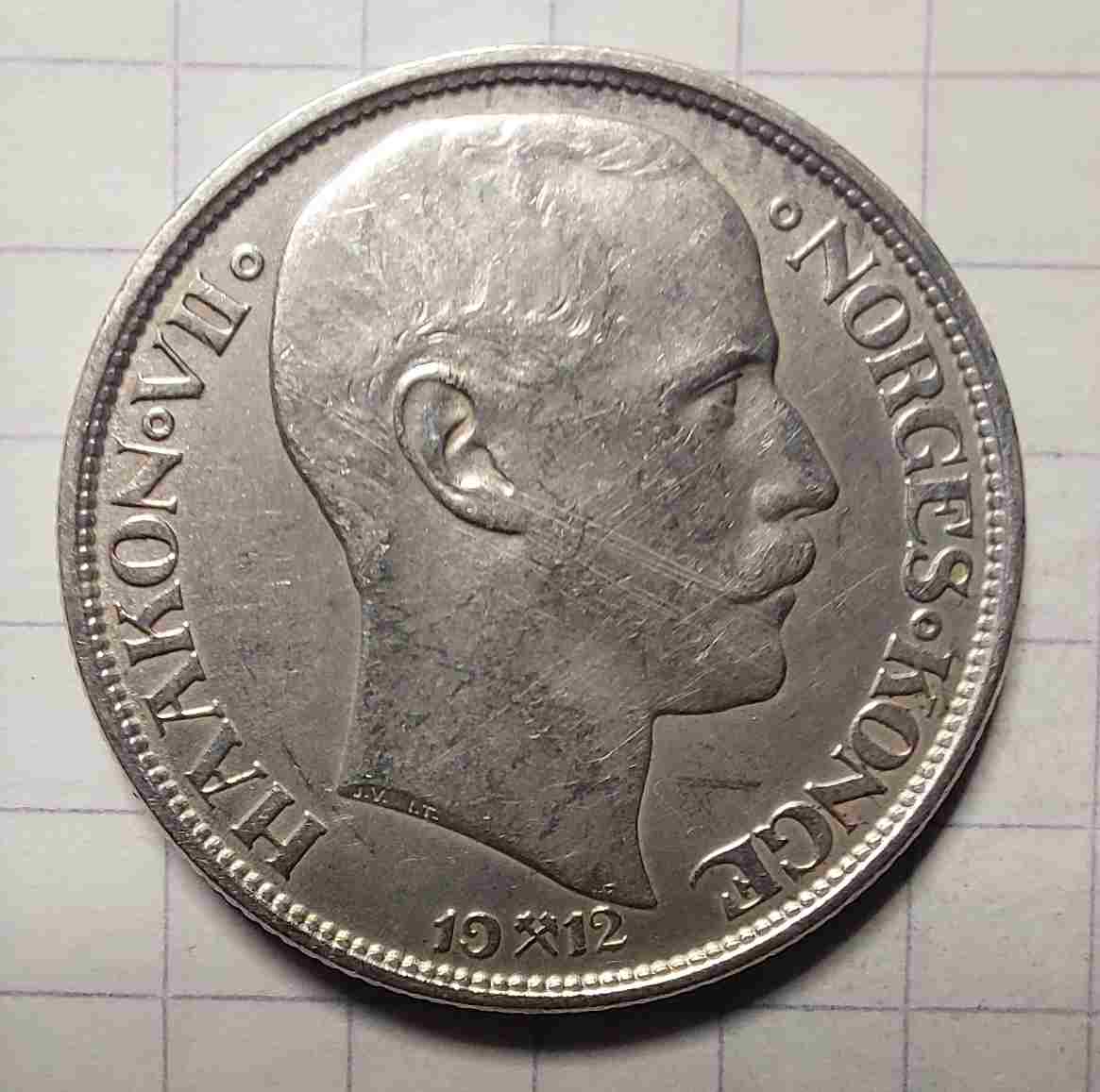 1 krone 1912 sølv. Kv. 1+