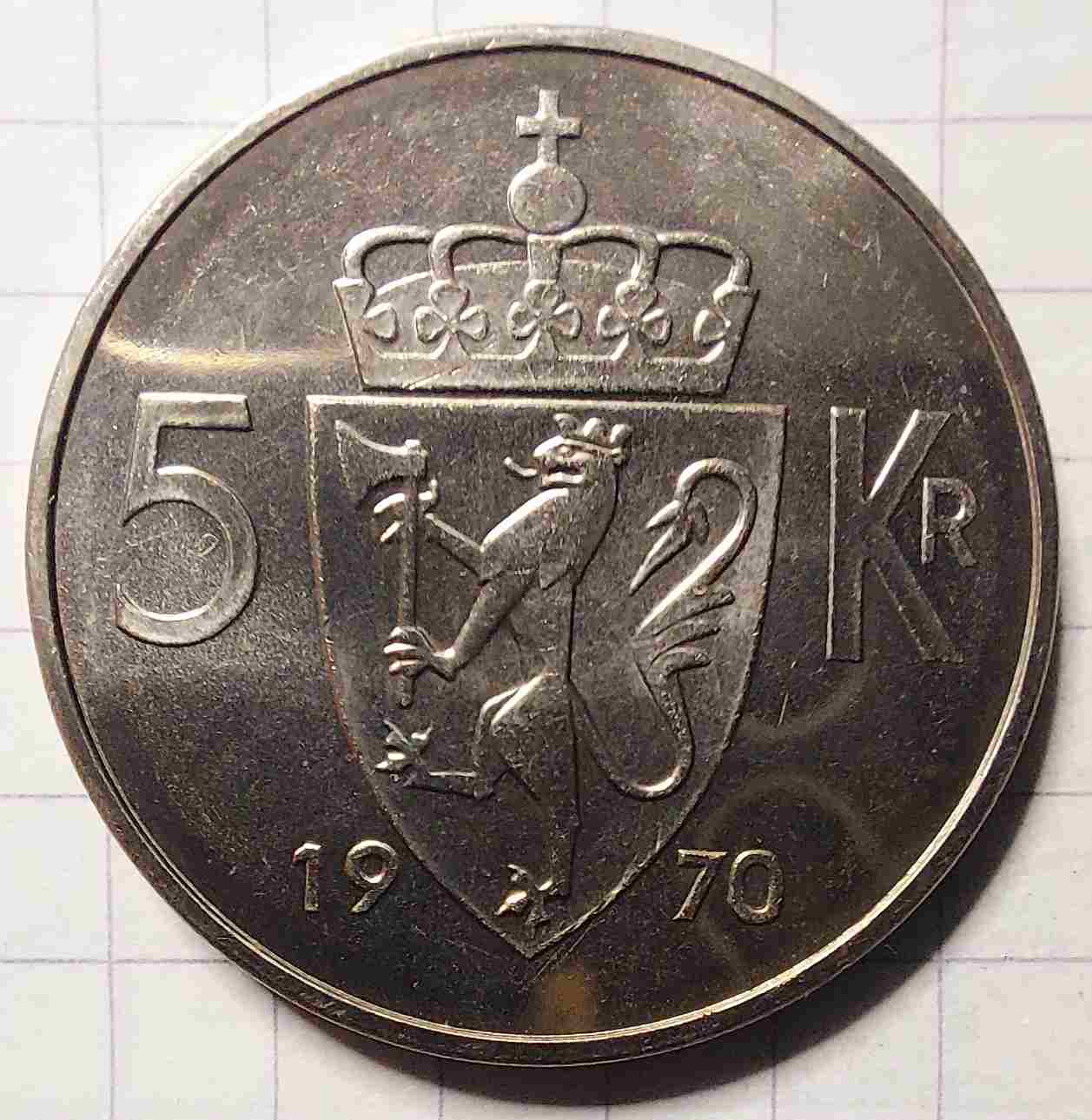 5 kroner 1970. Kv. 0