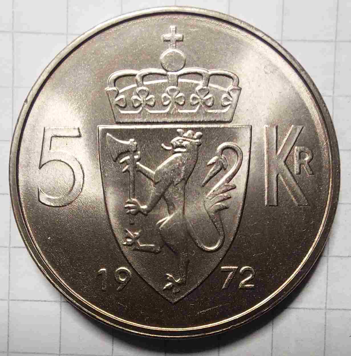 5 kroner 1972. Kv. 0