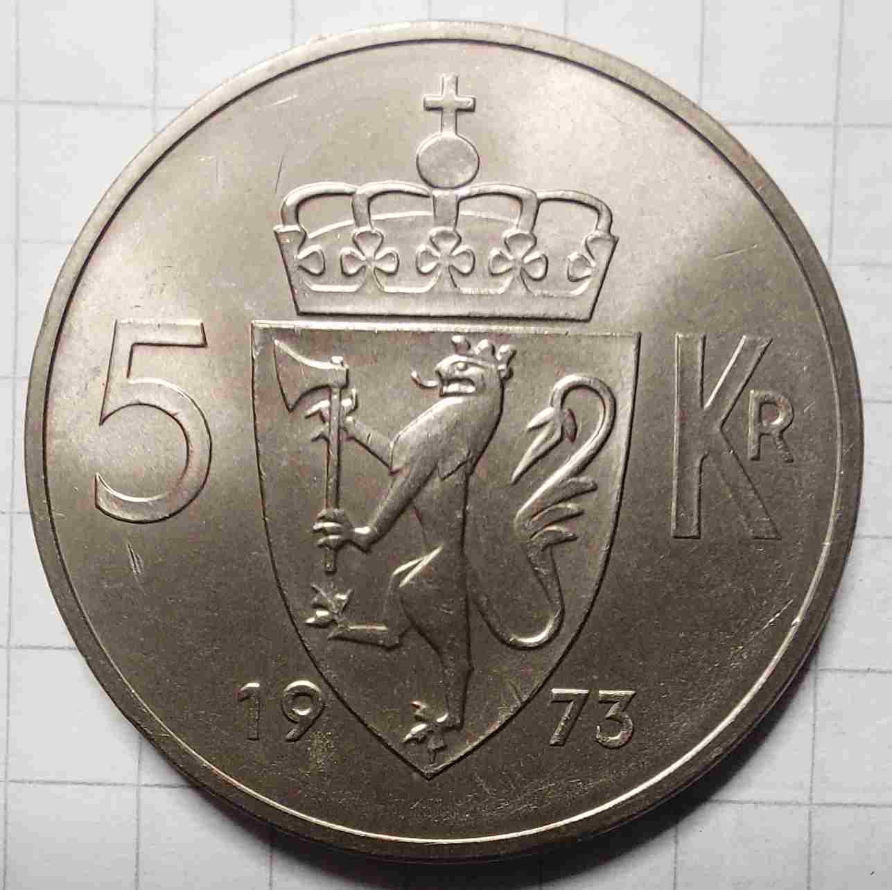 5 kroner 1973. Kv. 0