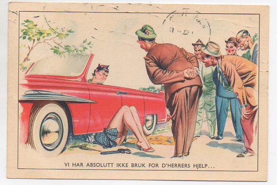 Humorkort "Vi har absolutt... " småformat brukt 1963