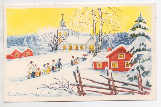 Stina Broome Til kirken småformat brukt 1953