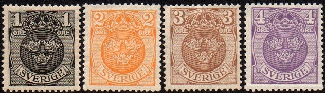 Sverige Afa: 64+65+124+66 - Lille riksvåpen **