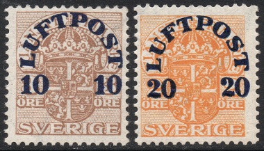 Sverige Afa: 138+139 - Tjenestemerker - luftpost. **