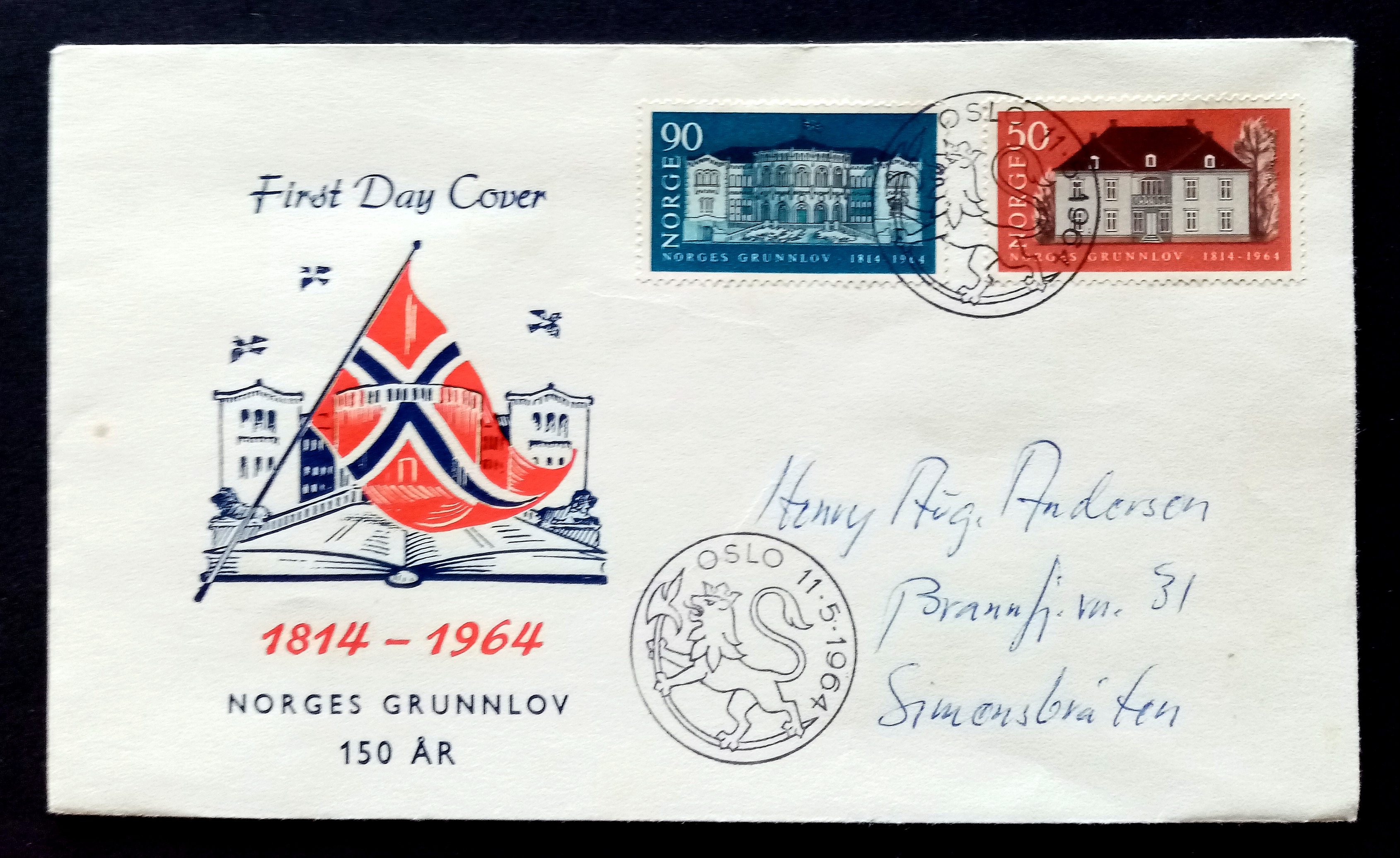 Norge - FDC - 553 - 554. Grunnlovsjubileum. (1964)