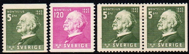 Sverige Afa: 308+309 + 308Cv&Ch - Oscar Montelius **