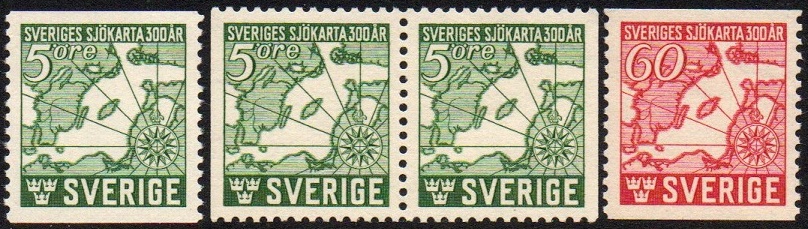 Sverige Afa: 310+311+par - Sjøkart 300 år **