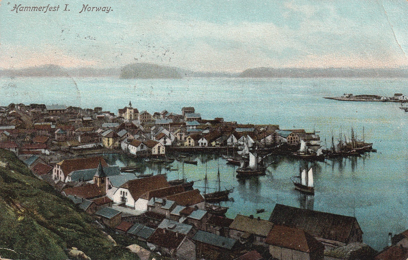 Gammelt Brevkort fra Hammerfest I. Import Nr ? Pst i 1911. Små