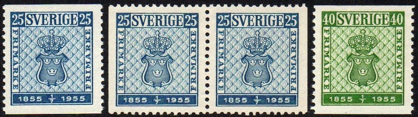 Sverige Afa: 408-09 + par - Svenske frimerker 100 år **