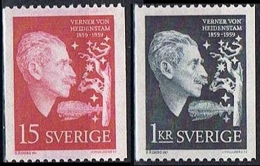 Sverige Afa: 455+456 - Forfatter Verner von Heidenstam 100 år **