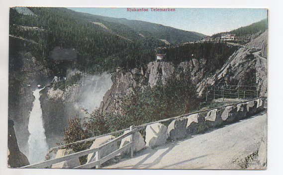 Rjukanfoss håndkolorert småformat brukt 1910