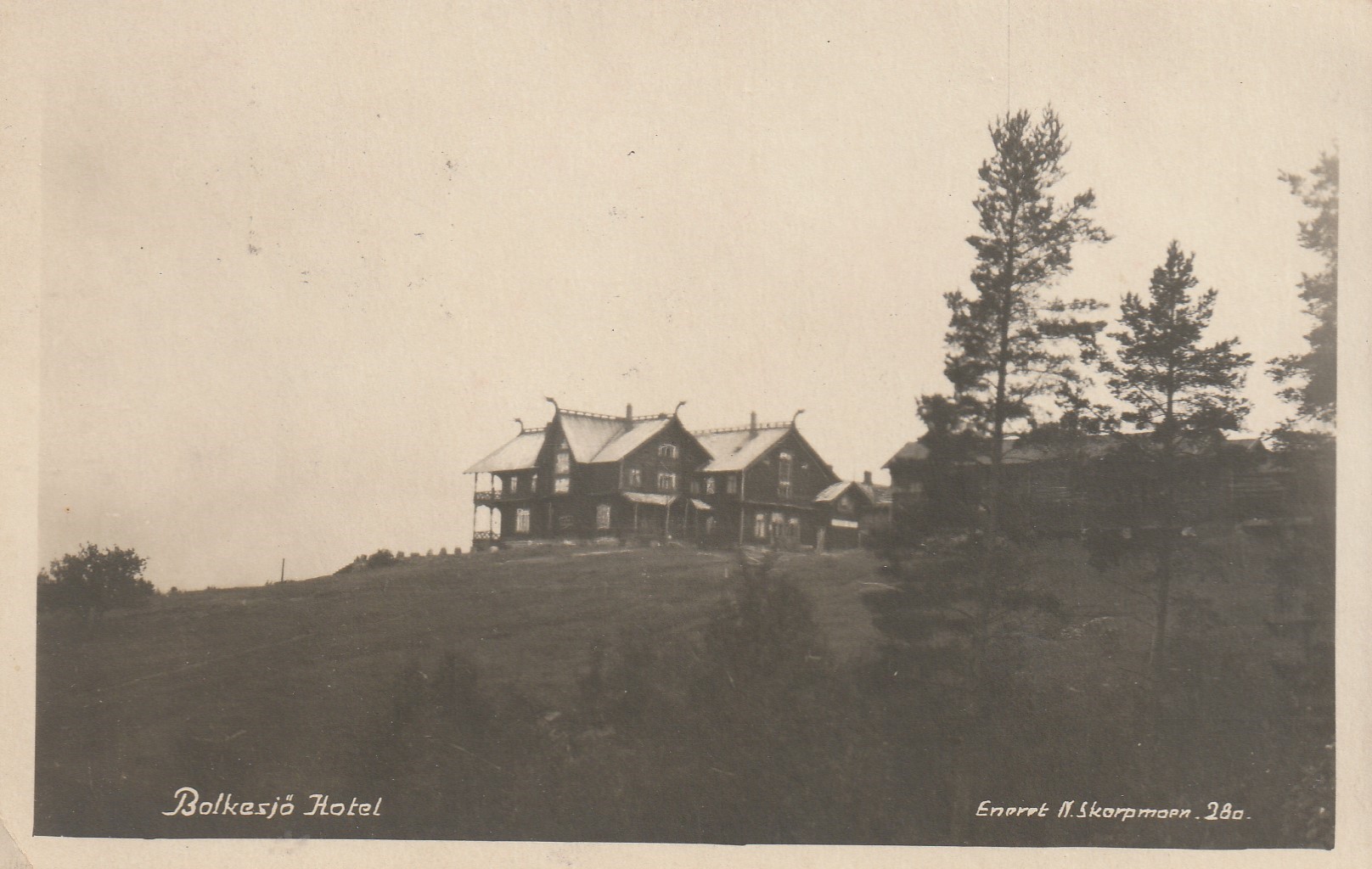 Eldre kort fra Bolkesjø Hotel .  Skarpmann 28 a  Pst Små
