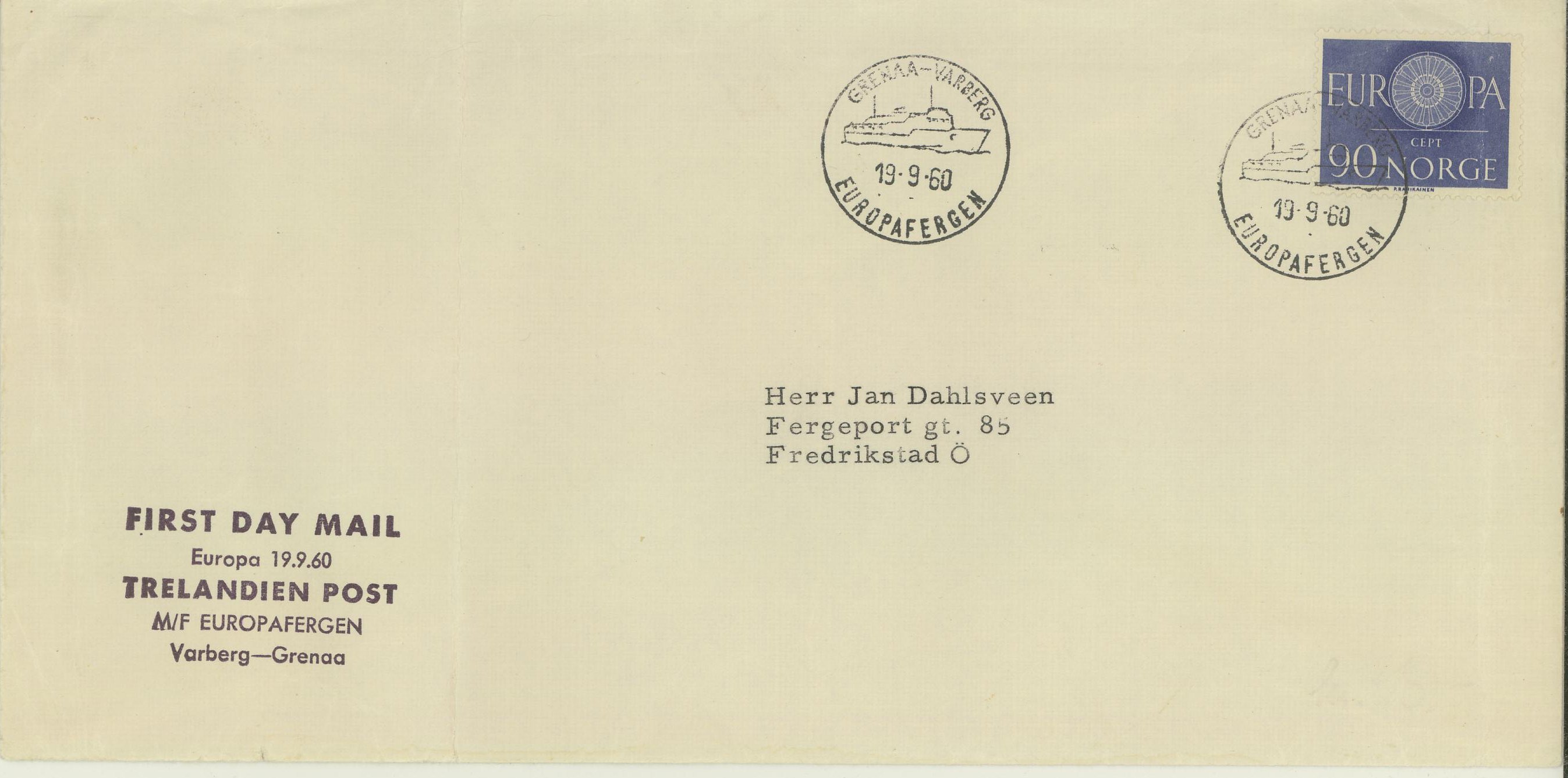 NK 490 Europa I, FDC utgitt av EUEOPAFERGEN. Grad 5