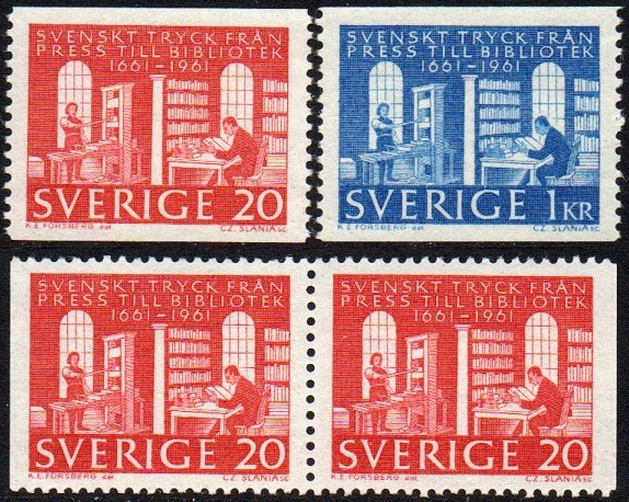 Sverige Afa: 482-83 + par - Trykksaker til bibliotekene 300 år **