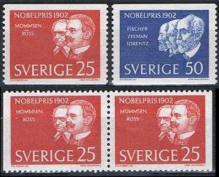 Sverige Afa: 506-07 + par - Nobelprisvinnere 1902 **