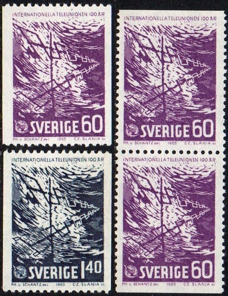 Sverige Afa: 540-41 + par - UIT 100 år **