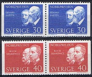 Sverige Afa: 548-49 + par - Nobelprisvinnere 1905 **