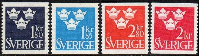 Sverige Afa: 576-78 + 634 - Tre kronor **