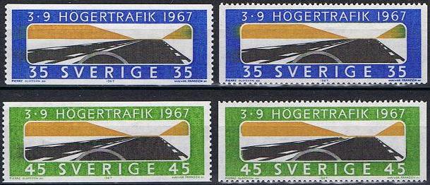 Sverige Afa: 594-95+594A-95A - Innførelse av høyretrafikk **