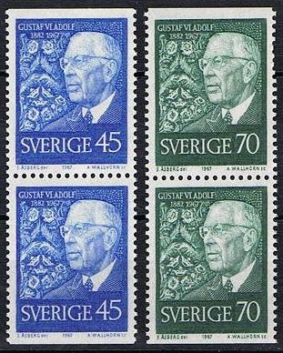 Sverige Afa: 600-01 - 2 par - Kong Gustaf VI Adolf 85 år **