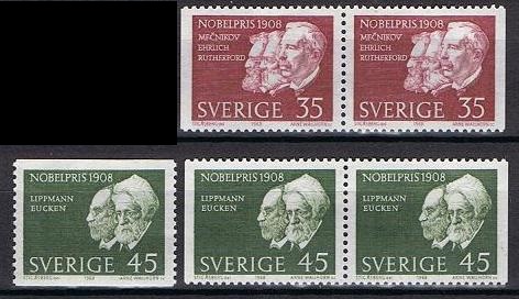 Sverige Afa: 633 + 2 par - Nobelprisvinnere 1908 **