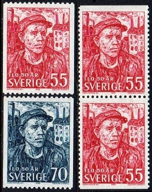 Sverige Afa: 638-39 + par - I. L. O. 50 år **