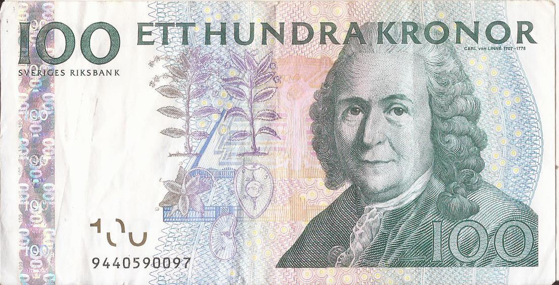 Pengeseddel 100 hundra kronor fra Sverige