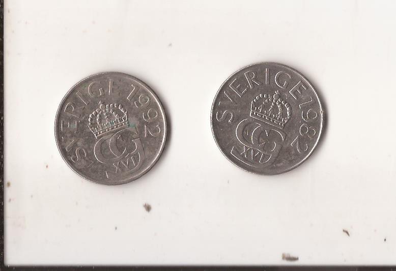 2 stk svenske  5 kronor - 1982 -1992