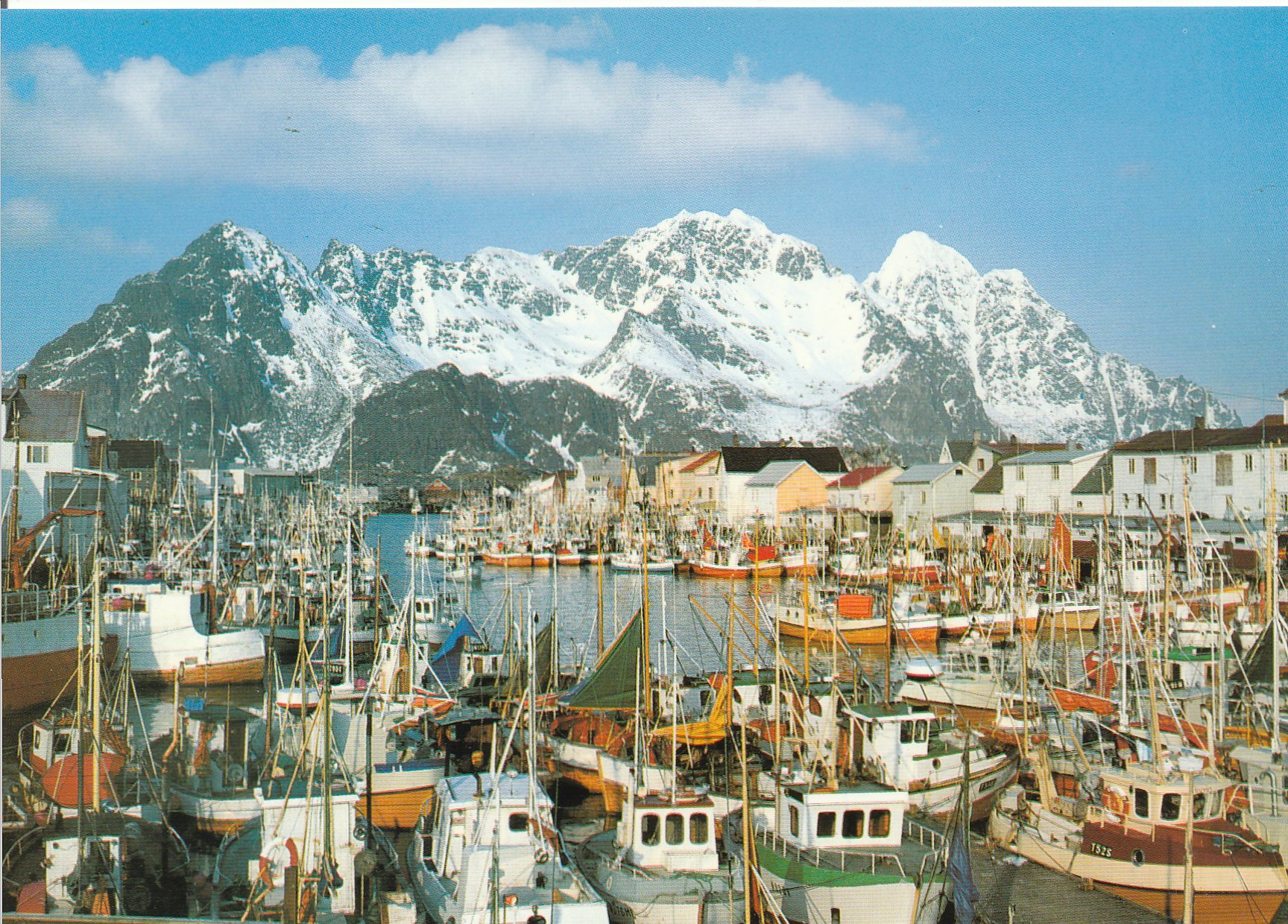 Fiskeflåten i havn.  Henningsvær i Lofoten.  Aune F-13965-1