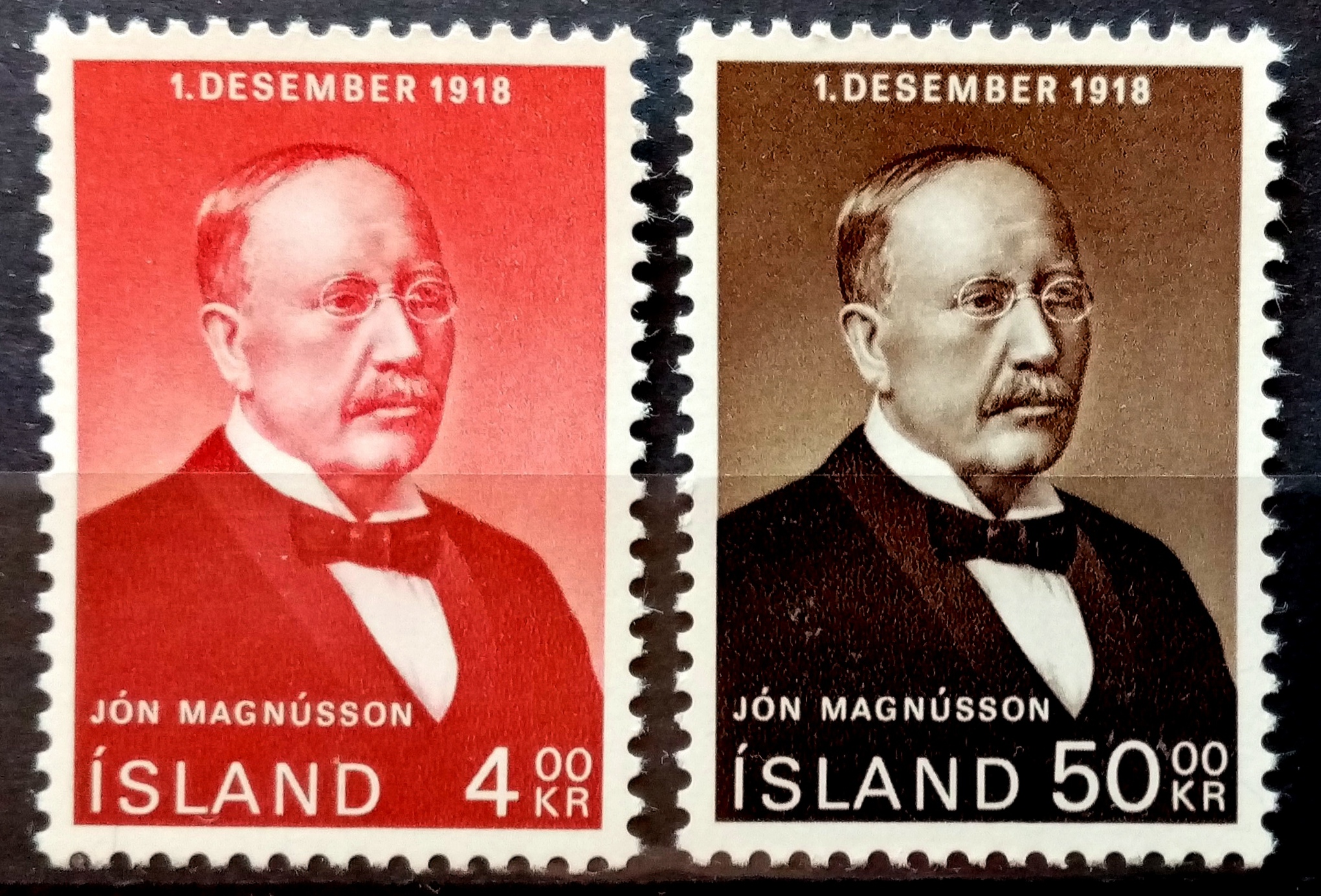Island - Afa 425-26. 50-året for Islands uavhengighet. (1968) **