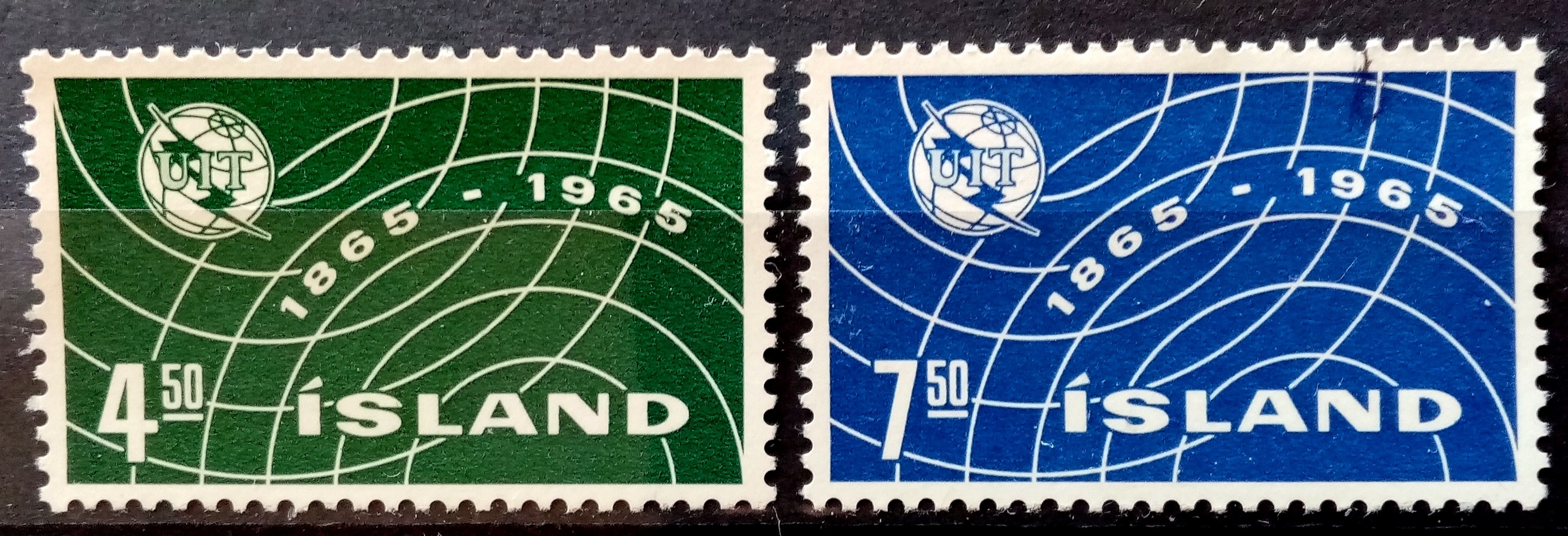 Island - Afa 391-92. UIT s 100 - års jubileum. (1965) **