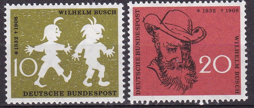 BRD 1958. Michel # 281-282. Wilhelm Busch. Postfrisk serie