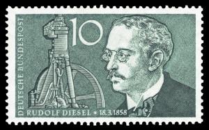 BRD 1958. Michel # 284. Rudolf Diesel. Postfriskt merke