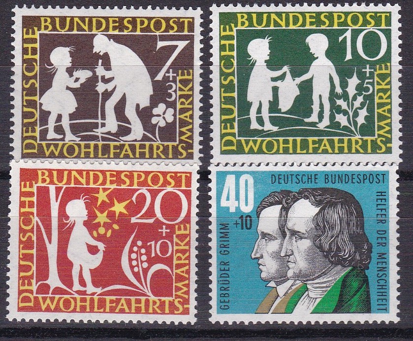 BRD 1959. Michel # 322- 325. Brødrene Grimm. Postfrisk serie