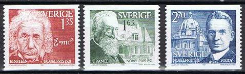 Sverige Afa: 1173-75 - Nobelprisvinnere 1921 **
