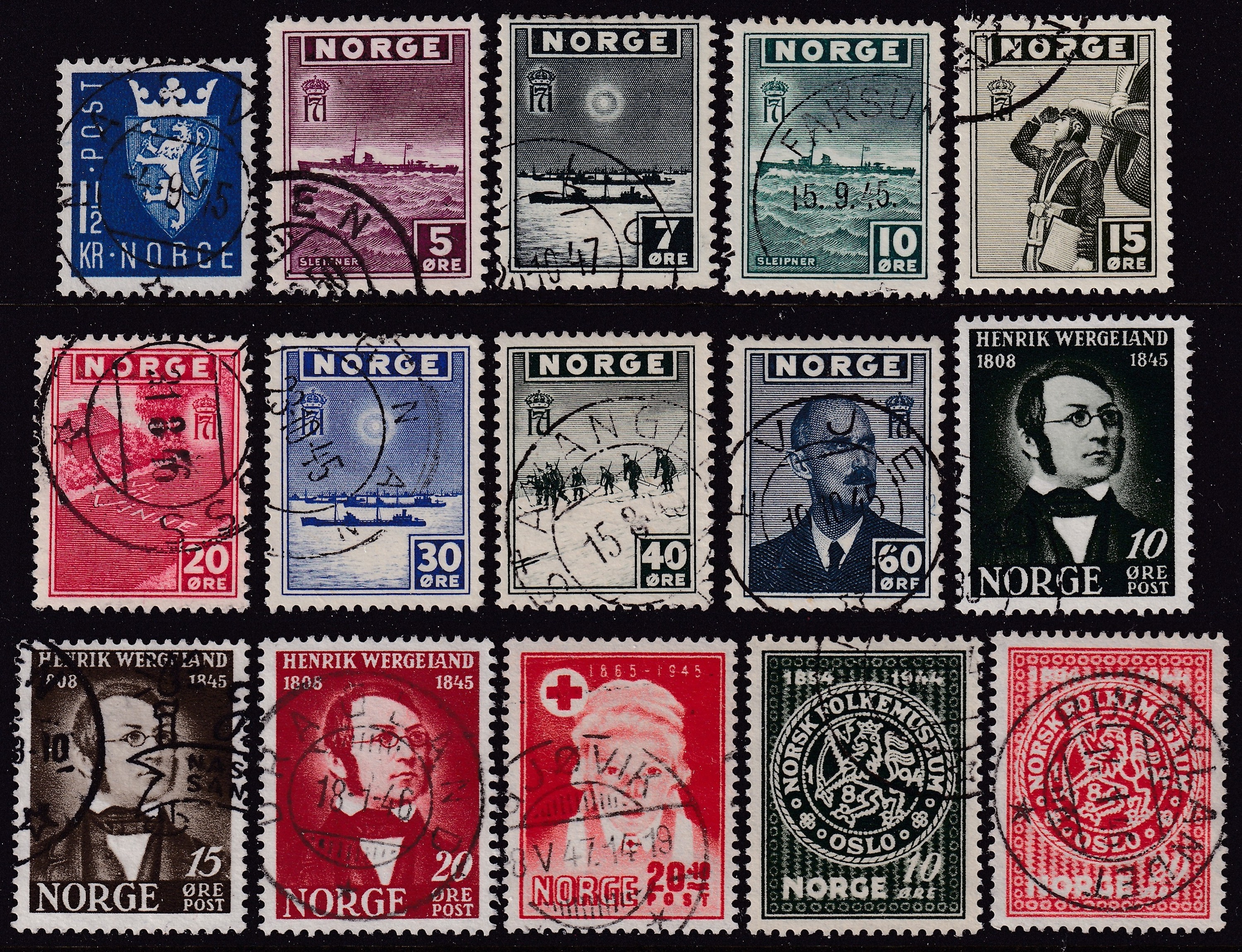 Komplett stemplet årgang 1945