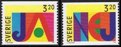 Sverige Afa: 1780-81 - Ja- og Nei-frimerker **