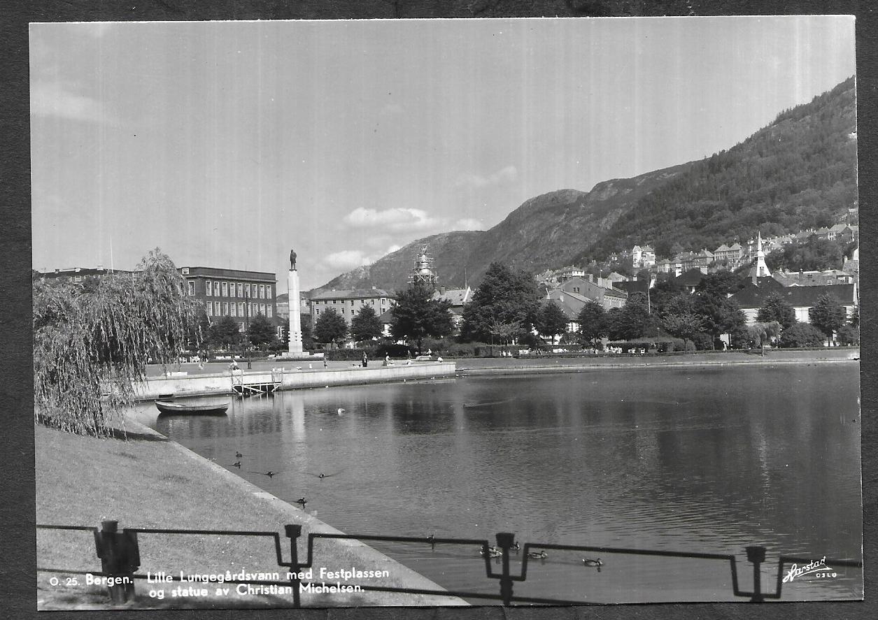 Bergen. Lille Lungegårdsvann med Festplassen... -Harstad/OSLO O.25.- [340]