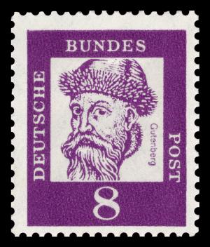 BRD 1961. Michel # 349x. Viktige tyskere. 8 pf. Vanlig papir. Postfriskt merke