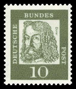 BRD 1961. Michel # 350y. Viktige tyskere. 10 pf. Fluoriserende papir. Postfriskt merke