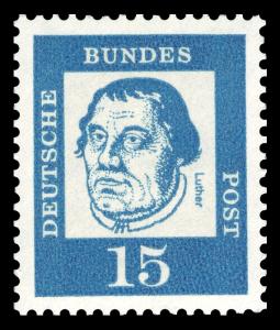 BRD 1961. Michel # 351y. Viktige tyskere. 15 pf. Fluoriserende papir. Postfriskt merke