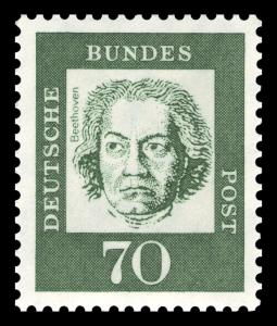 BRD 1961. Michel # 358y. Viktige tyskere. 70 pf. Fluoriserende papir. Postfriskt merke