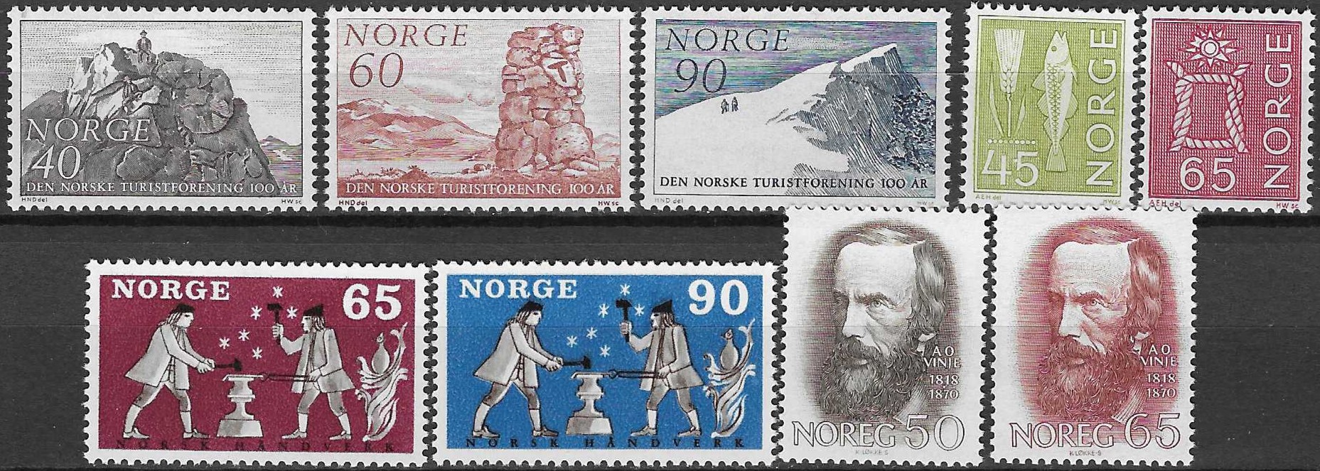 Norge NK 599-607** - verdi 70 NOK
