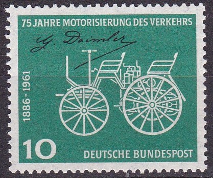 BRD 1961. Michel # 363. Veteranbiler 10 pf. Postfriskt merke