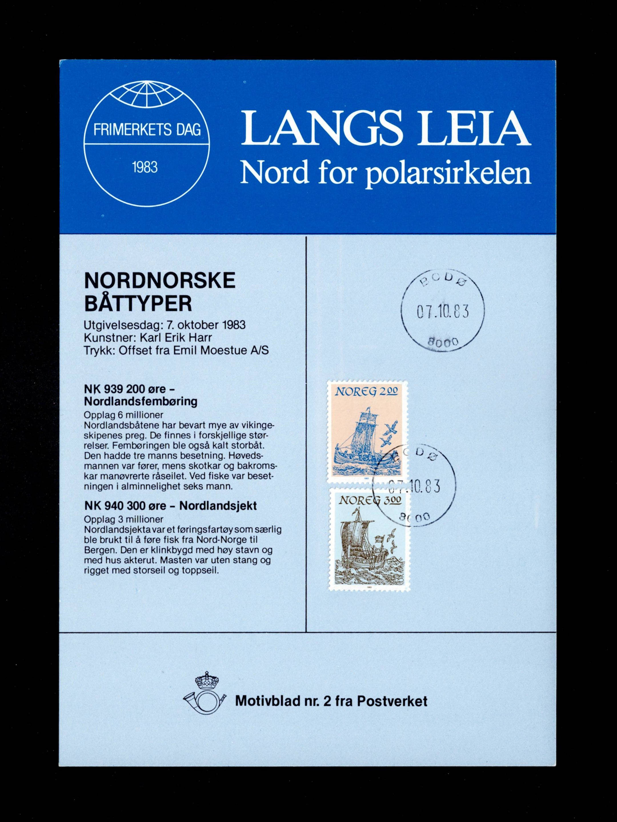 FDC 1983 NK939-940 BODØ vignet Motivblad 2