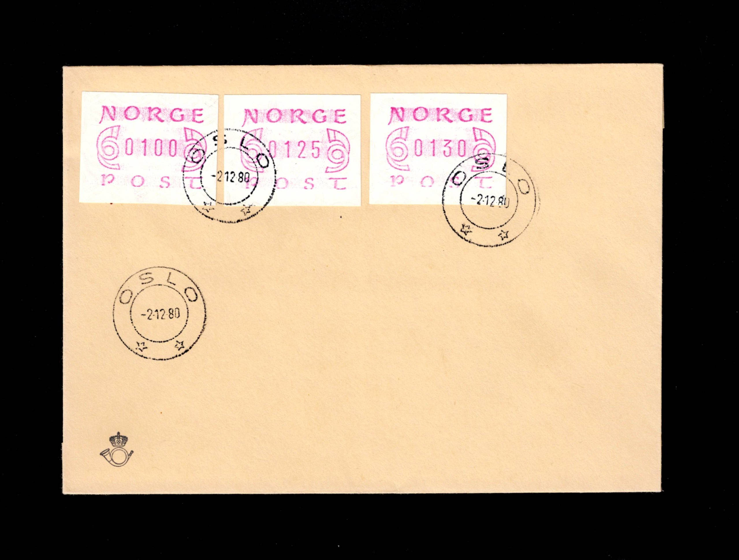 FDC 1980 ATM2 Oslo vignet Posthorn