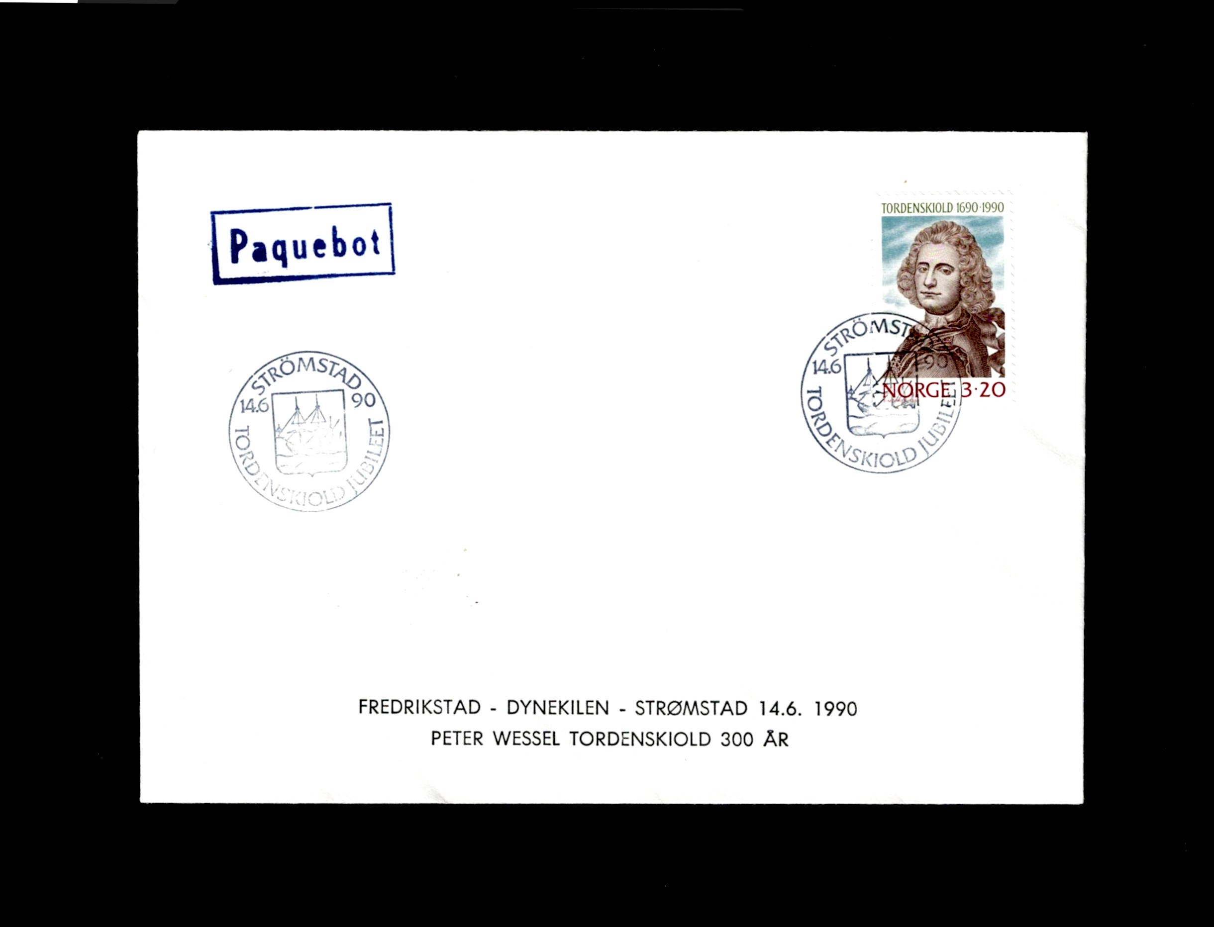 FDC 1990 NK1095 STRØMSTAD vignet Dynekilen blått stempel