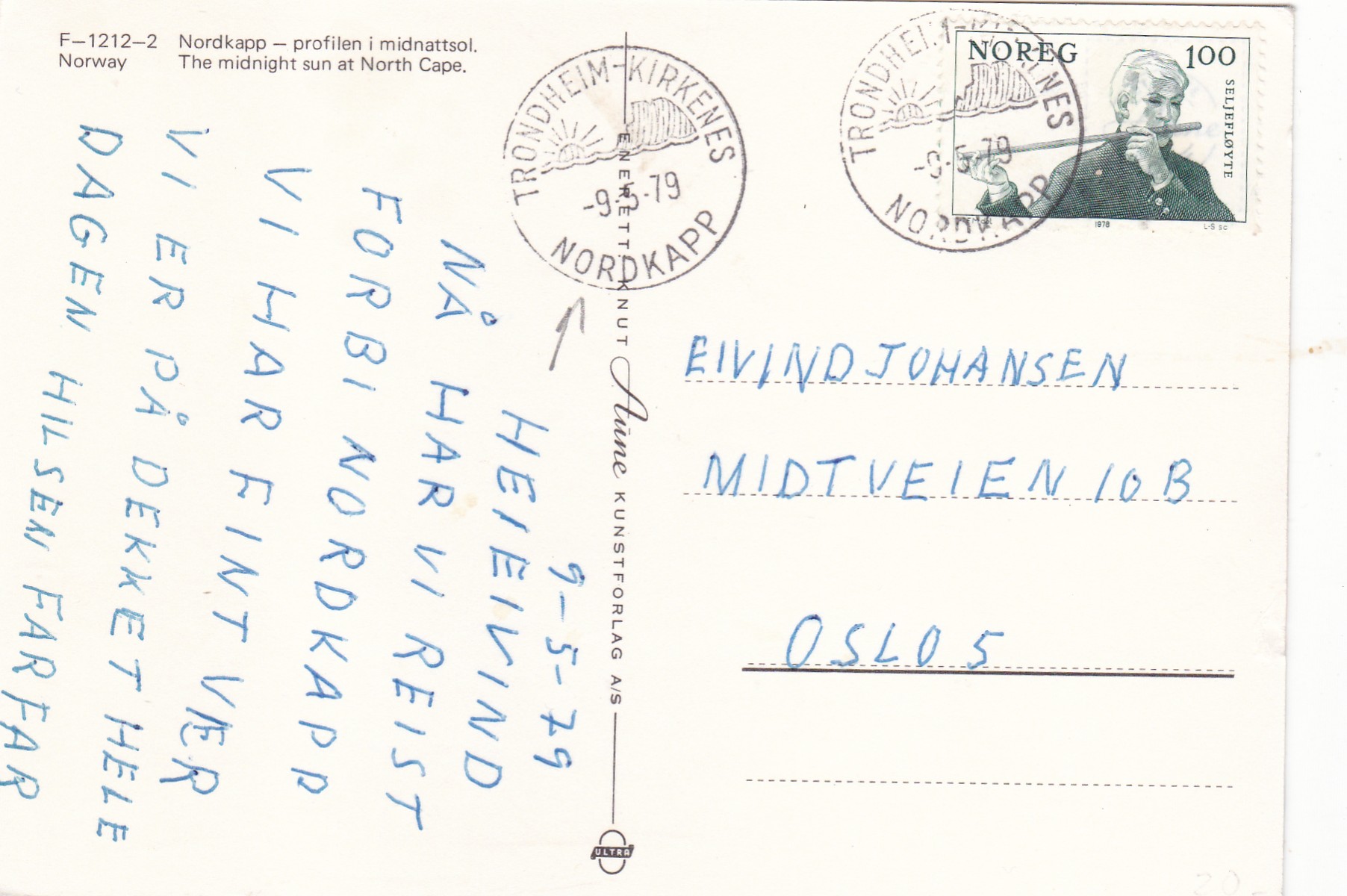Kort stp TRONDHEIM-KIRKENES NORDKAPP 9-5-79